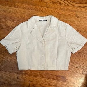 Linen cropped button up
